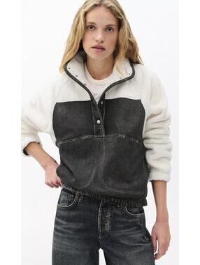 Brand NEW w/ TAGS - rag & bone rb Miramar Sherpa Popover in faded black, size XS